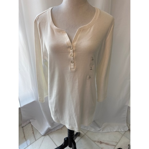Karen Scott Womens Cotton Henley Top Blue Size Xx Large 2